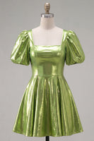 Load image into Gallery viewer, Hot Pink Metallic A-Line Short 80s Homecoming Dress with Sleeves