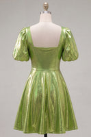 Load image into Gallery viewer, Hot Pink Metallic A-Line Short 80s Homecoming Dress with Sleeves