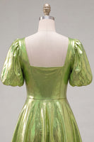 Load image into Gallery viewer, Hot Pink Metallic A-Line Short 80s Homecoming Dress with Sleeves