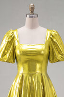 Load image into Gallery viewer, Hot Pink Metallic A-Line Short 80s Homecoming Dress with Sleeves