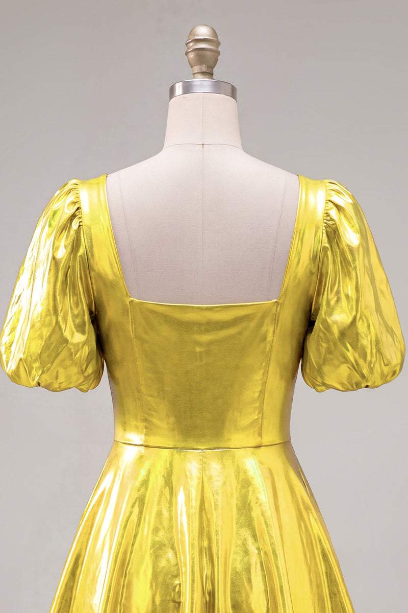Load image into Gallery viewer, Hot Pink Metallic A-Line Short 80s Homecoming Dress with Sleeves