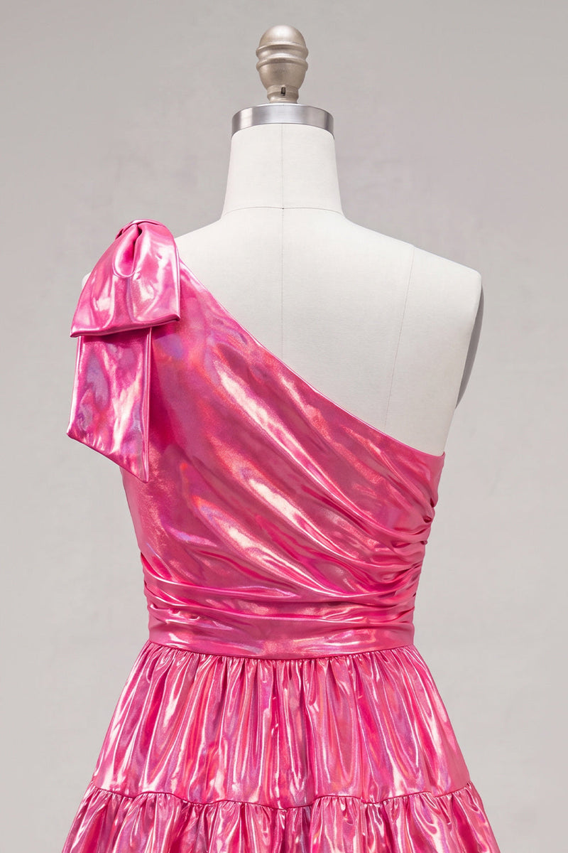 Load image into Gallery viewer, Dark Green Metallic Ruffled A-Line Short 80s Homecoming Dress with Bow