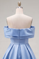 Load image into Gallery viewer, Pink Satin Off The Shoulder A-Line Short 80s Homecoming Dress