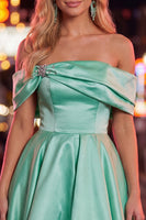 Load image into Gallery viewer, Pink Satin Off The Shoulder A-Line Short 80s Homecoming Dress