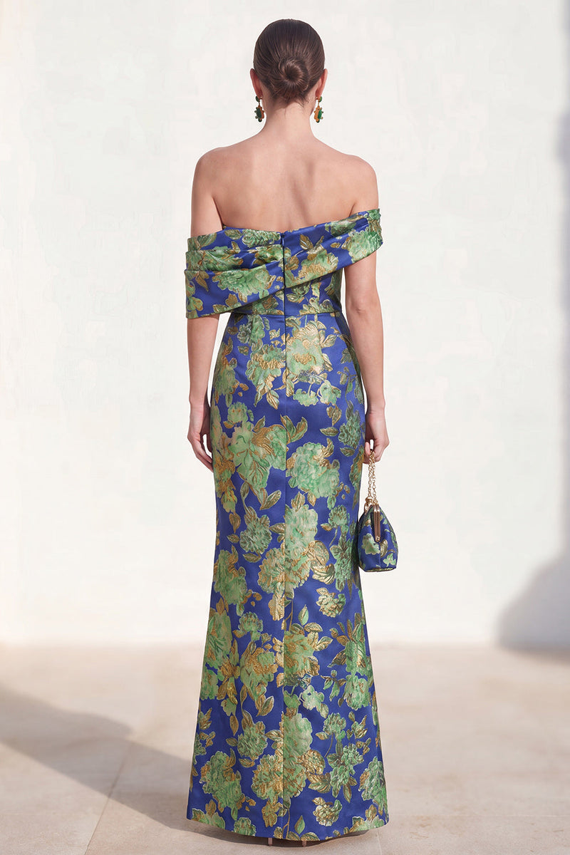 Load image into Gallery viewer, Floral Pink Blue Mermaid Long Mother of the Bride Dress