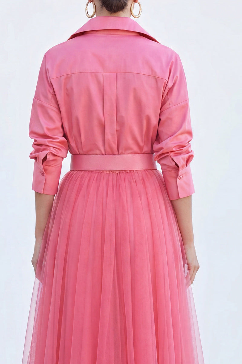 Load image into Gallery viewer, Navy A Line Tulle Long Sleeves Mother of the Bride Dress with Belt