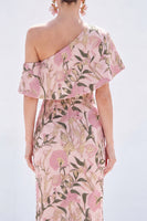 Load image into Gallery viewer, Grey Blue One Shoulder Floral Mermaid Long Mother of the Bride Dress