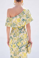 Load image into Gallery viewer, Grey Blue One Shoulder Floral Mermaid Long Mother of the Bride Dress