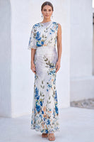 Load image into Gallery viewer, Flower Black Boat Neck Mermaid Long Mother of the Bride Dress with Sleeve