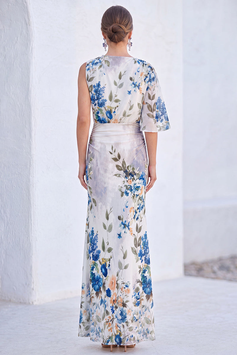 Load image into Gallery viewer, Flower Black Boat Neck Mermaid Long Mother of the Bride Dress with Sleeve