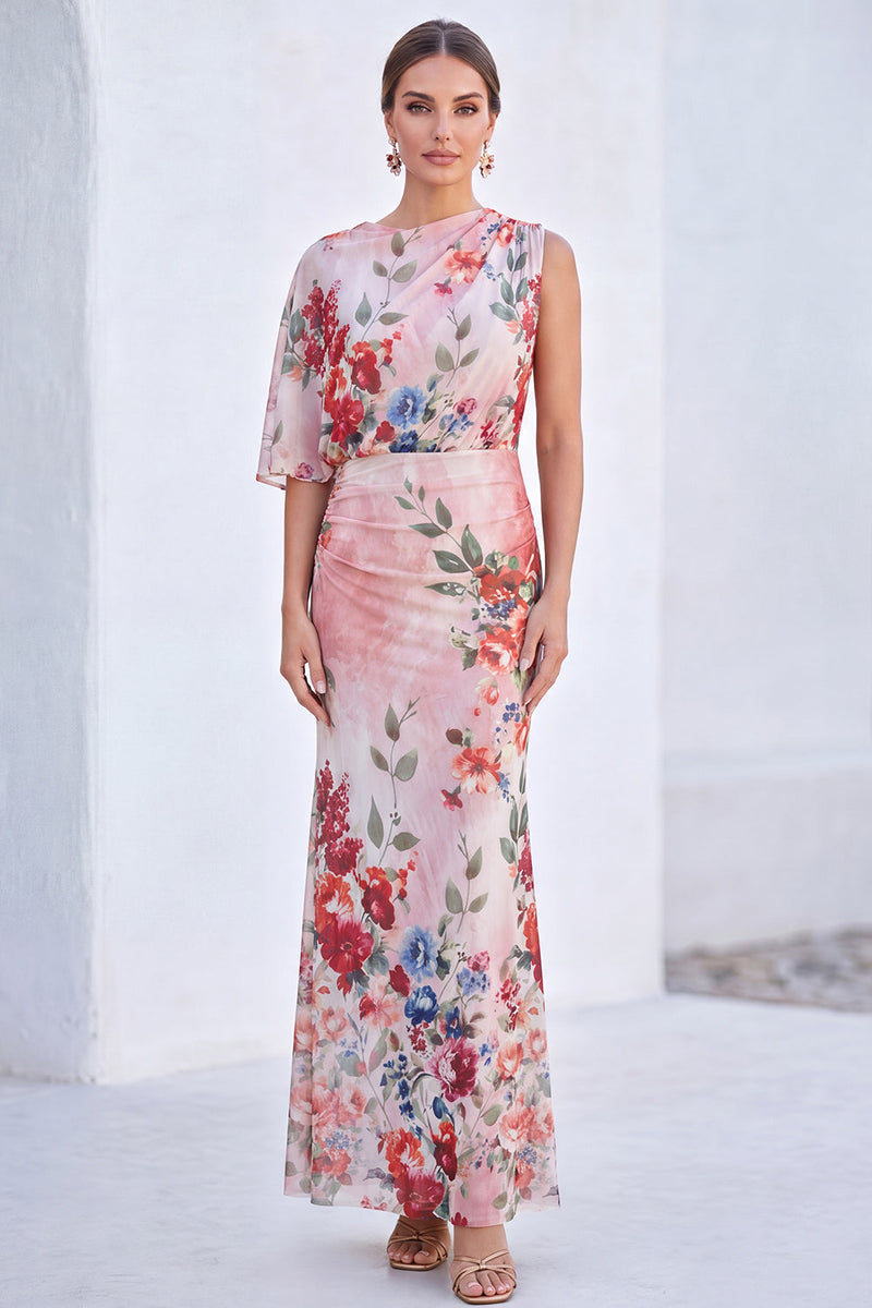 Load image into Gallery viewer, Flower Black Boat Neck Mermaid Long Mother of the Bride Dress with Sleeve