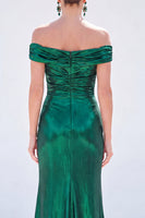 Load image into Gallery viewer, Golden Mermaid Metallic Ruched Long Mother of the Bride Dress with Slit