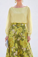 Load image into Gallery viewer, Dark Purple Floral Boat Neck A Line Long Mother of the Bride Dress with Sleeves