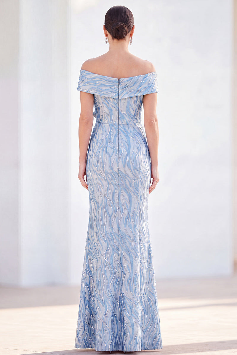 Load image into Gallery viewer, Sparkly Royal Blue Mermaid Sequin Long Mother of the Bride Dress with 3D Flowers
