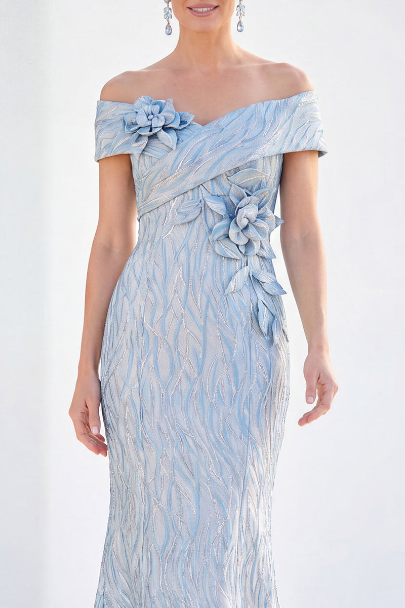 Load image into Gallery viewer, Sparkly Royal Blue Mermaid Sequin Long Mother of the Bride Dress with 3D Flowers