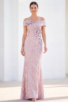 Load image into Gallery viewer, Sparkly Royal Blue Mermaid Sequin Long Mother of the Bride Dress with 3D Flowers