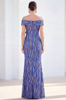 Load image into Gallery viewer, Sparkly Royal Blue Mermaid Sequin Long Mother of the Bride Dress with 3D Flowers
