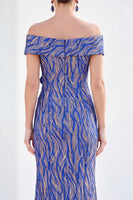 Load image into Gallery viewer, Sparkly Royal Blue Mermaid Sequin Long Mother of the Bride Dress with 3D Flowers