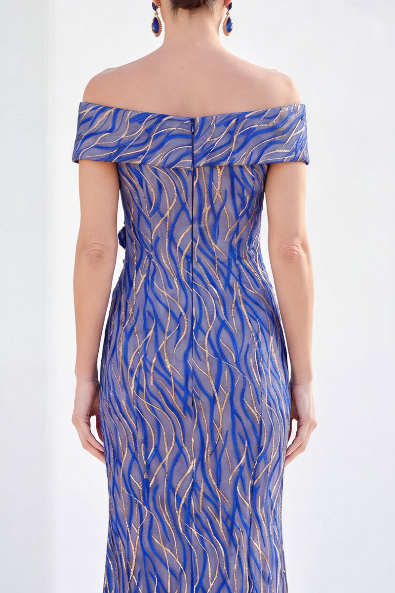 Load image into Gallery viewer, Sparkly Royal Blue Mermaid Sequin Long Mother of the Bride Dress with 3D Flowers