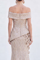 Load image into Gallery viewer, Royal Blue Off The Shoulder Long Mermaid Mother of the Bride Dress with 3D Flowers