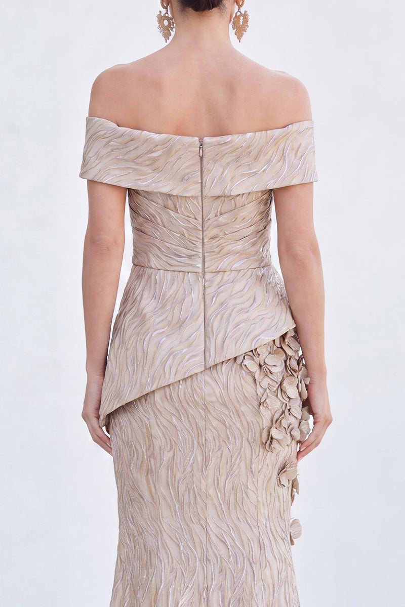 Load image into Gallery viewer, Royal Blue Off The Shoulder Long Mermaid Mother of the Bride Dress with 3D Flowers