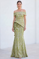 Load image into Gallery viewer, Royal Blue Off The Shoulder Long Mermaid Mother of the Bride Dress with 3D Flowers