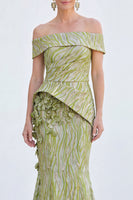 Load image into Gallery viewer, Royal Blue Off The Shoulder Long Mermaid Mother of the Bride Dress with 3D Flowers