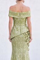 Load image into Gallery viewer, Royal Blue Off The Shoulder Long Mermaid Mother of the Bride Dress with 3D Flowers