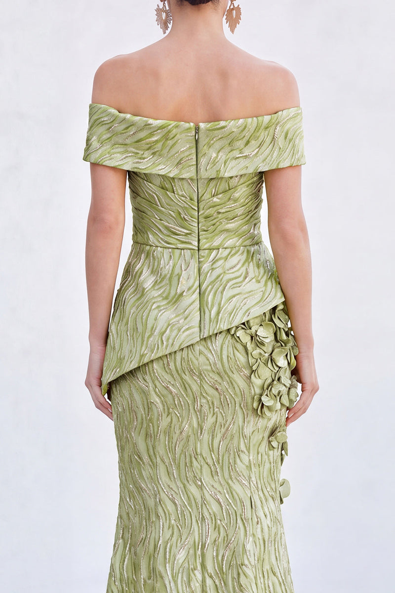 Load image into Gallery viewer, Royal Blue Off The Shoulder Long Mermaid Mother of the Bride Dress with 3D Flowers