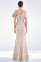 Load image into Gallery viewer, Light Blue Off The Shoulder Mermaid Long Mother of the Bride Dress with 3D Flowers