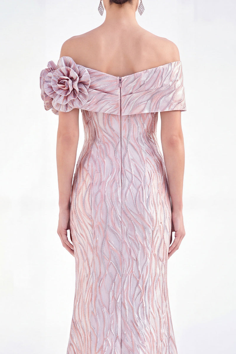 Load image into Gallery viewer, Light Blue Off The Shoulder Mermaid Long Mother of the Bride Dress with 3D Flowers