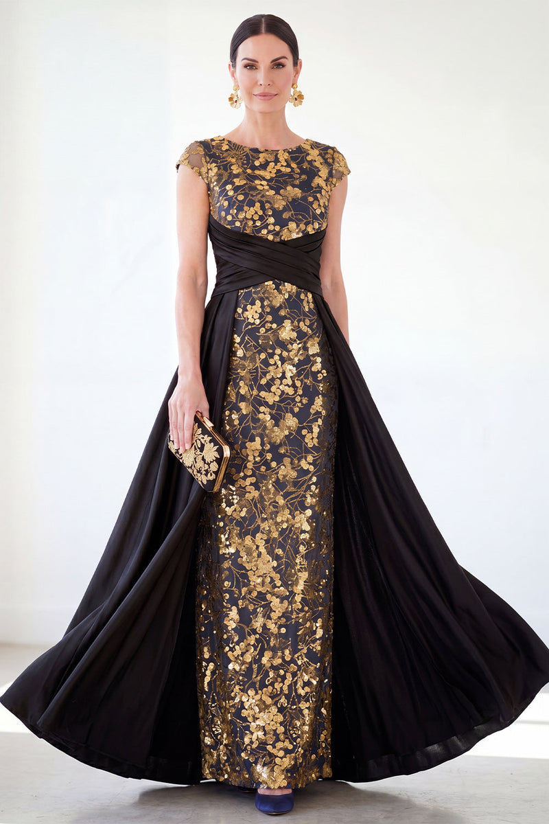 Load image into Gallery viewer, Sparkly Grey Blue Floral Beaded Sheath Long Mother of the Bride Dress