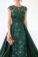 Load image into Gallery viewer, Sparkly Grey Blue Floral Beaded Sheath Long Mother of the Bride Dress