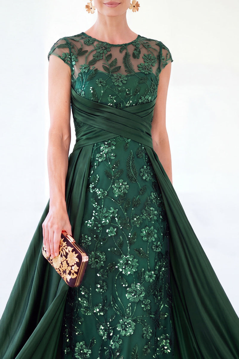 Load image into Gallery viewer, Sparkly Grey Blue Floral Beaded Sheath Long Mother of the Bride Dress