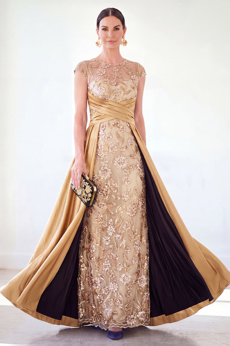 Load image into Gallery viewer, Sparkly Grey Blue Floral Beaded Sheath Long Mother of the Bride Dress