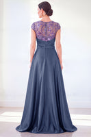 Load image into Gallery viewer, Sparkly Grey Blue Floral Beaded Sheath Long Mother of the Bride Dress