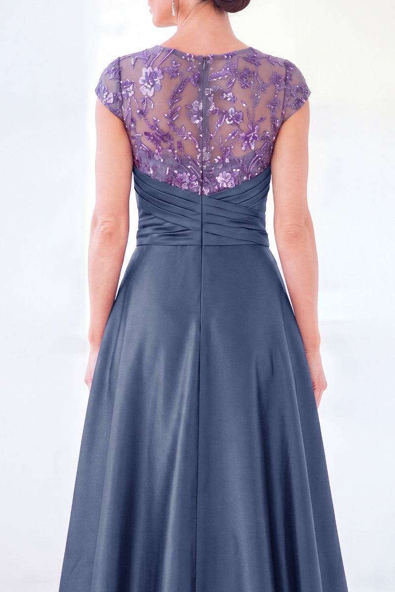 Load image into Gallery viewer, Sparkly Grey Blue Floral Beaded Sheath Long Mother of the Bride Dress
