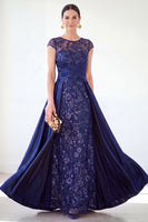 Load image into Gallery viewer, Sparkly Grey Blue Floral Beaded Sheath Long Mother of the Bride Dress