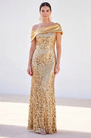 Load image into Gallery viewer, Sparkly Golden Sequin Mermaid Long Mother of the Bride Dress