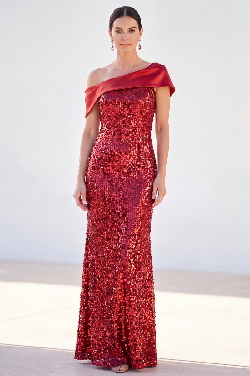 Load image into Gallery viewer, Sparkly Golden Sequin Mermaid Long Mother of the Bride Dress