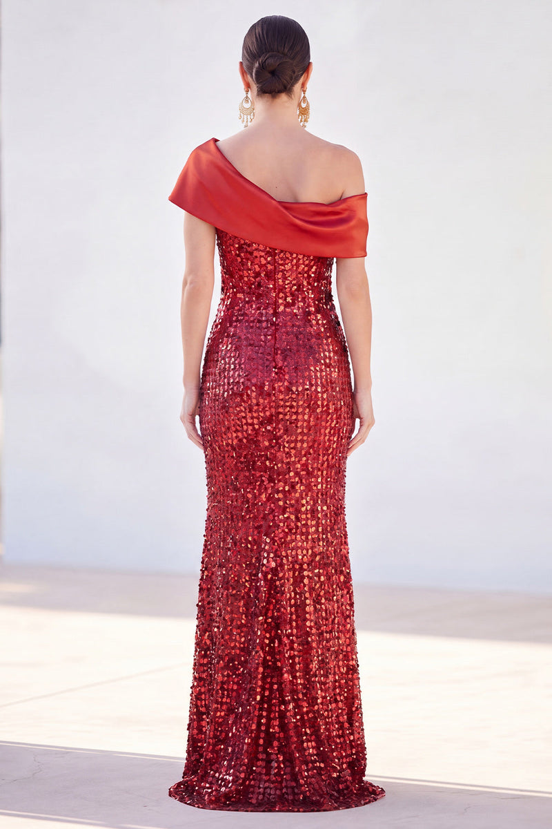 Load image into Gallery viewer, Sparkly Golden Sequin Mermaid Long Mother of the Bride Dress