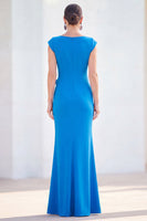 Load image into Gallery viewer, Floral Lilac Ruched Boat Neck Mermaid Long Mother of the Bride Dress