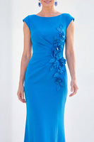 Load image into Gallery viewer, Floral Lilac Ruched Boat Neck Mermaid Long Mother of the Bride Dress