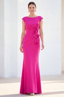 Load image into Gallery viewer, Floral Lilac Ruched Boat Neck Mermaid Long Mother of the Bride Dress