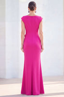 Load image into Gallery viewer, Floral Lilac Ruched Boat Neck Mermaid Long Mother of the Bride Dress