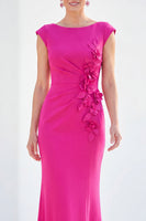 Load image into Gallery viewer, Floral Lilac Ruched Boat Neck Mermaid Long Mother of the Bride Dress