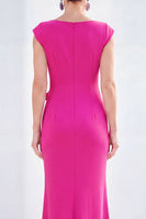 Load image into Gallery viewer, Floral Lilac Ruched Boat Neck Mermaid Long Mother of the Bride Dress