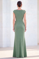 Load image into Gallery viewer, Floral Lilac Ruched Boat Neck Mermaid Long Mother of the Bride Dress