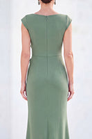 Load image into Gallery viewer, Floral Lilac Ruched Boat Neck Mermaid Long Mother of the Bride Dress