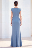 Load image into Gallery viewer, Floral Lilac Ruched Boat Neck Mermaid Long Mother of the Bride Dress